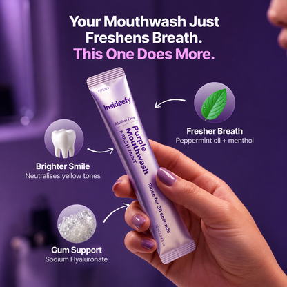 Insideefy-Purple Mouthwash - Sachets 20 Pack - Peroxide-Free - Alcohol Free - Vegan Mint