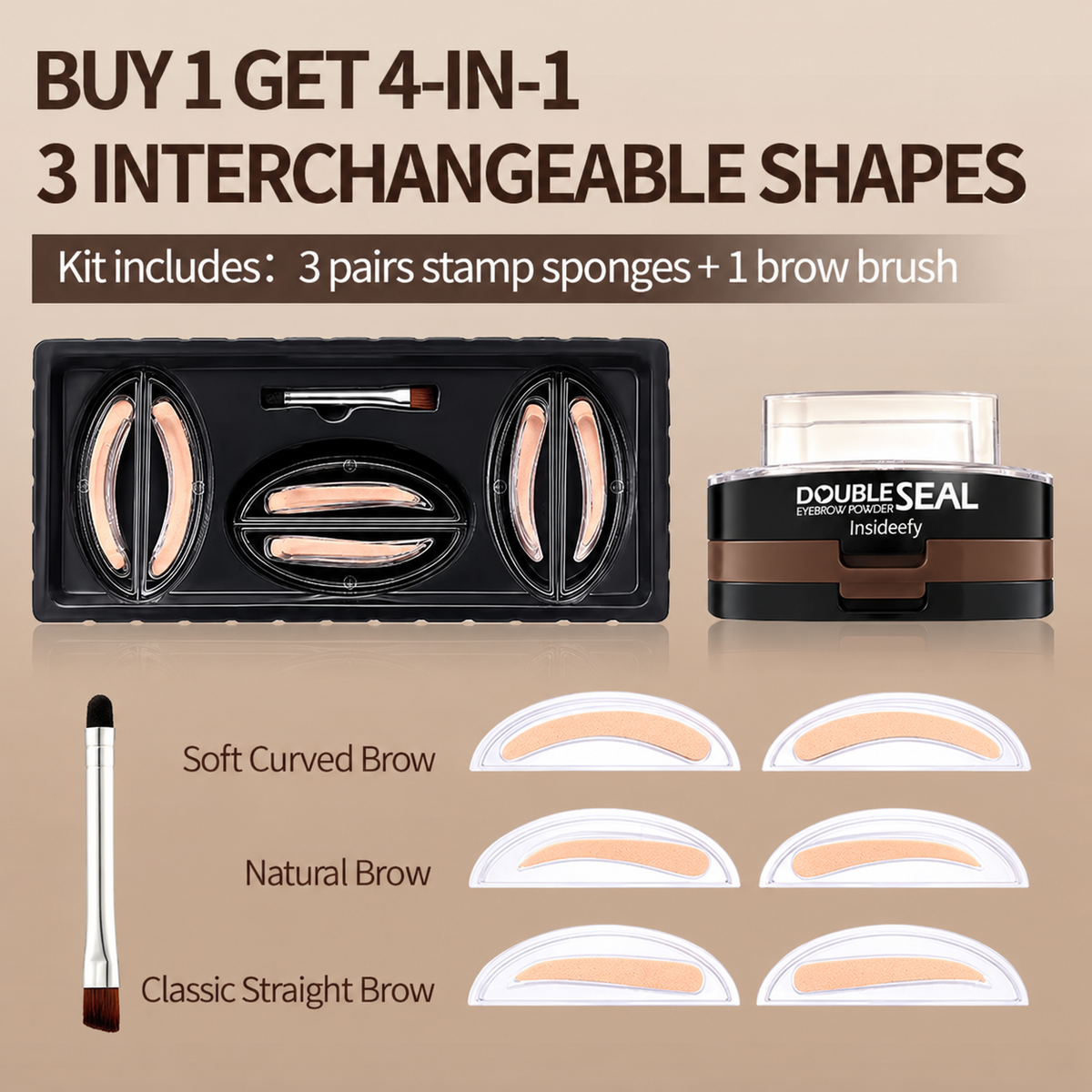 🔥 LAST DAY: BUY 1 GET 1 FREE 🌸 2-Color Waterproof Brow Stamp Kit for Quick, Natural-Looking Brows