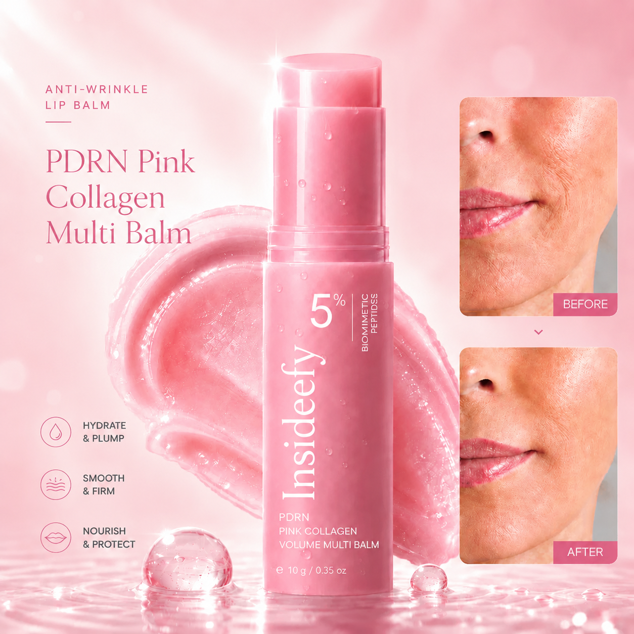 Smooth, Plump & Glow — No Needles Needed ✨-Pink Collagen Plumping Multi-Effect Lip Balm