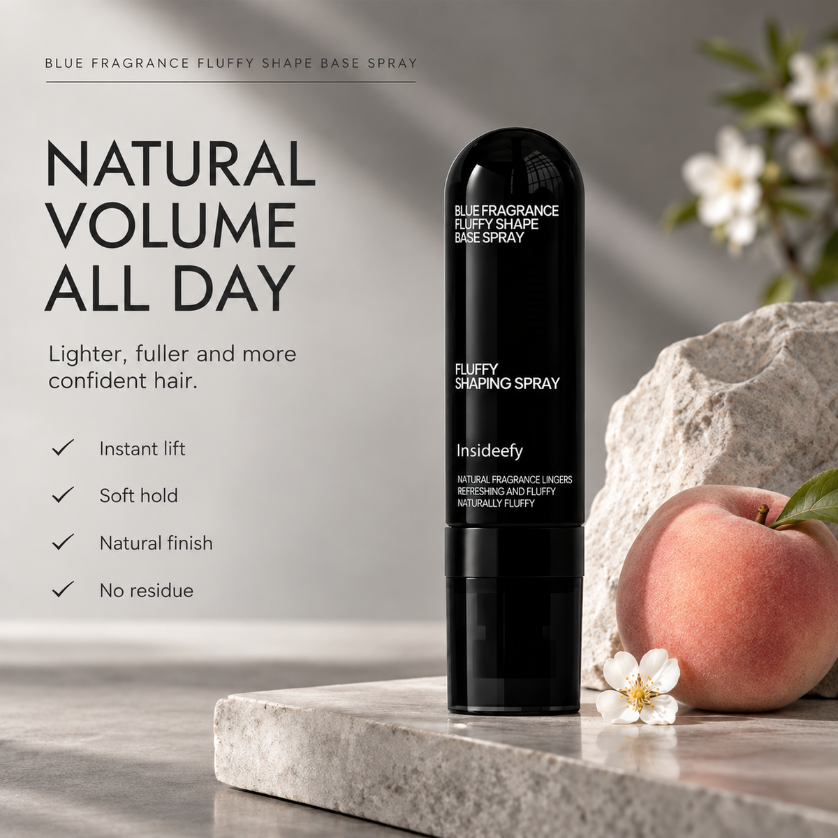 ✨Fluffy Hair Shaping Spray, Peach Scent Volumizing Hair Mist for Long Wear Hold